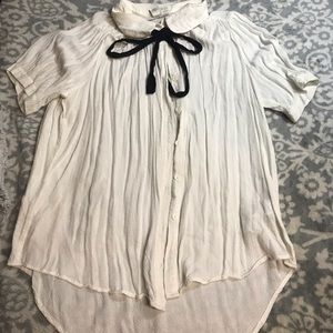 Vintage style button up bow detail shirt